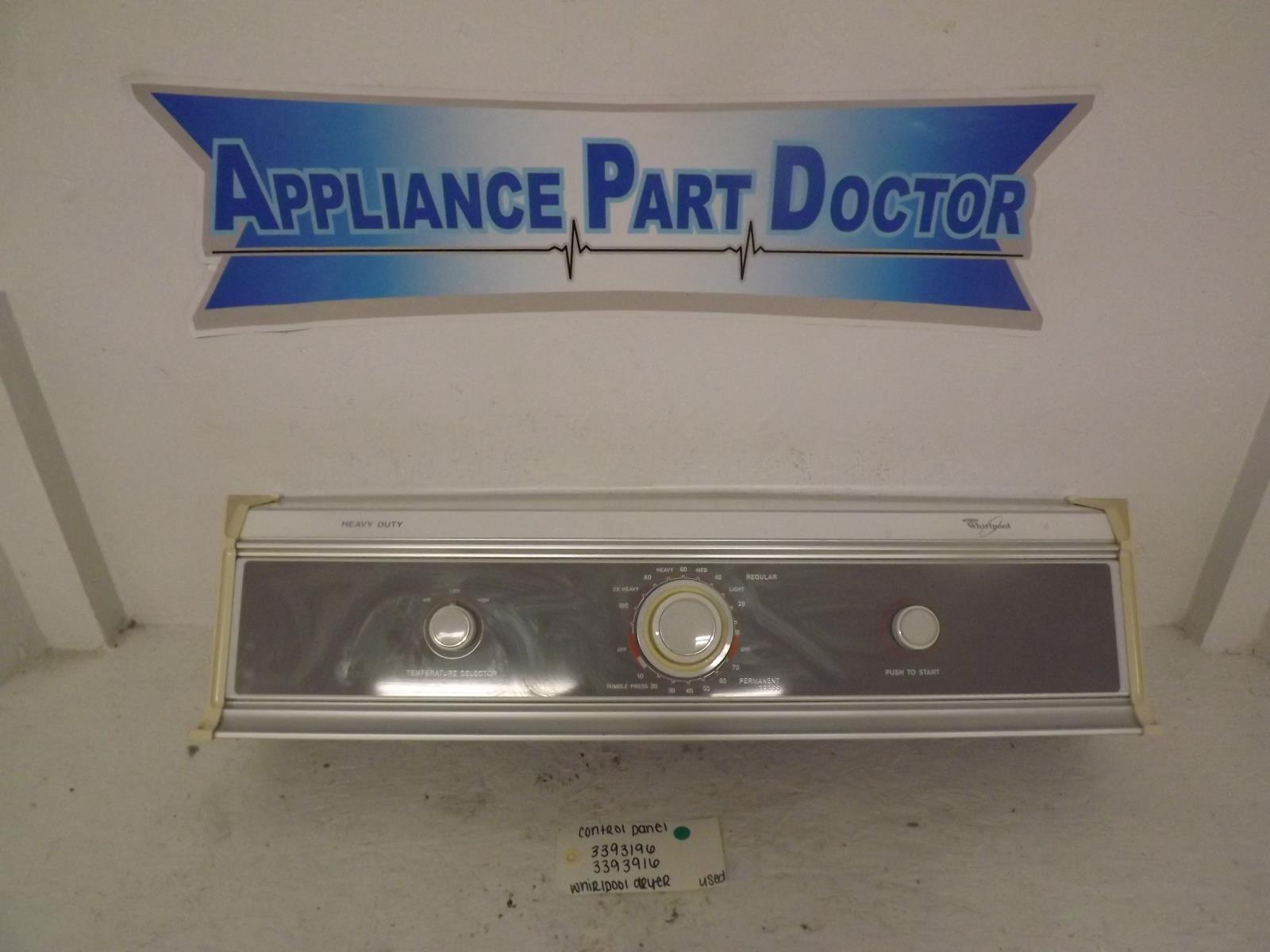 Whirlpool Dryer 3393196 3393916 Control Panel Used Whirlpool Dryer 3393196 3393916 Control Panel Used